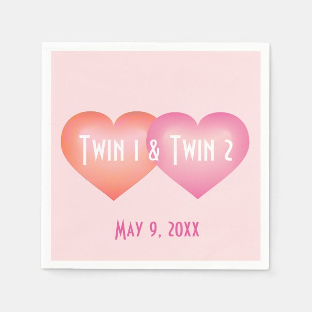 Twin hearts baby girl napkins (Front)