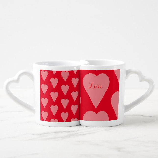 "Twin Hearts" Coffee Mug Set (Front Nesting)