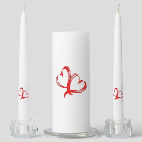 Twin Hearts Valentine Unity Candle Set