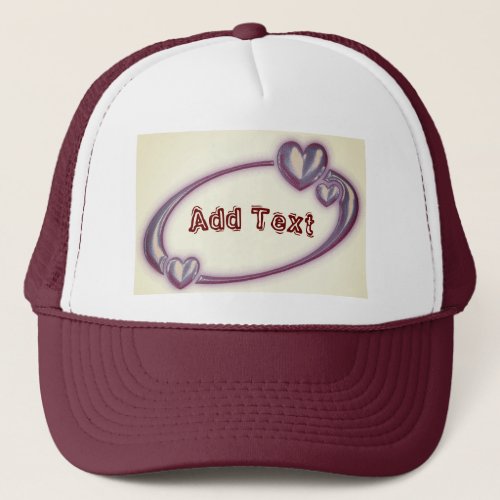 Twin Hearts with Add Text Printed Lovely Heart_Cap Trucker Hat