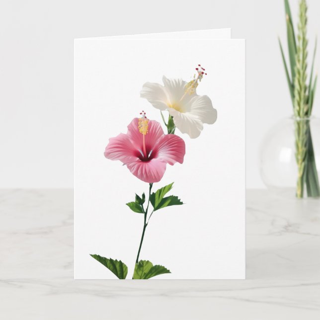 Twin Hibiscus Elegance Blush & Ivory Bloom Harmony Card (Front)