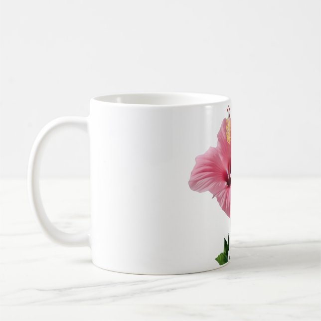 Twin Hibiscus Elegance Blush & Ivory Bloom Harmony Coffee Mug (Left)