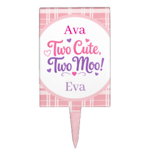 Twin Highland Cows Girls Birthday Party  Cake Topper