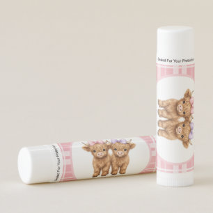 Twin Highland Cows Girls Birthday Party Favor Lip Balm
