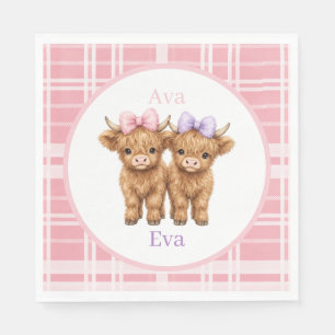 Twin Highland Cows Girls Birthday Party Napkins