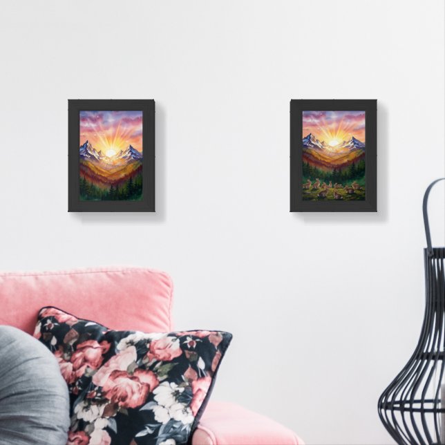 Twin Horizons - Mountain Sunrise Wall Art Sets  (Livingroom)