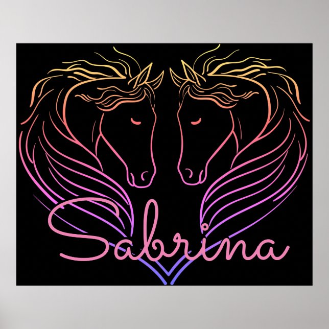Twin Horse Head Heart Personalized   Poster (Front)