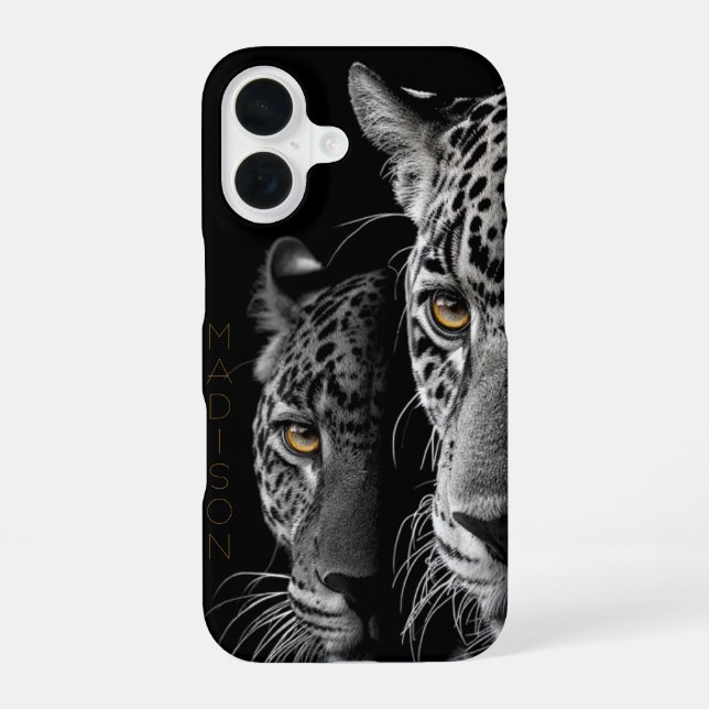 Twin Jaguars – Amber Eyes (Customizable) iPhone Case (Back)