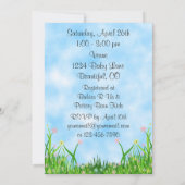 Twin Kittens and Flowers Baby Shower Invitation (Back)