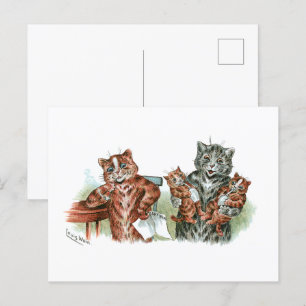 Twin Kittens Cartoon Postcard