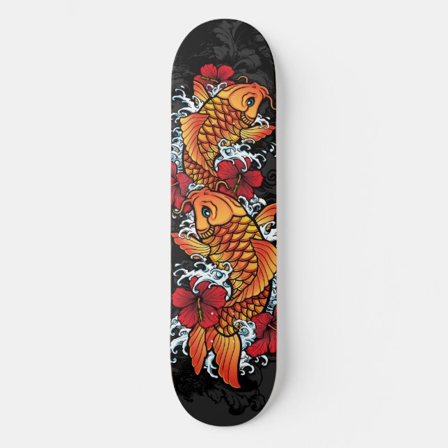 Twin koi skateboard deck (Front)