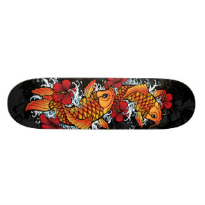 Twin koi skateboard deck