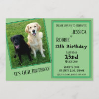 Twin Labrador and Golden Retriever Dog Birthday Invitation