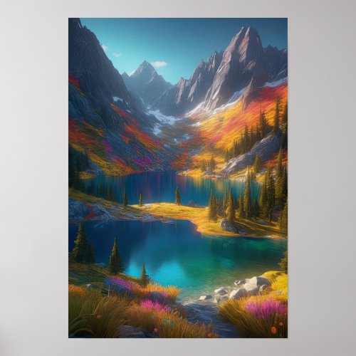 Twin Lakes Amidst Majestic Mountains Poster