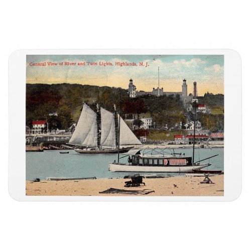 Twin Lights Highlands NJ Vintage Postcard Magnet