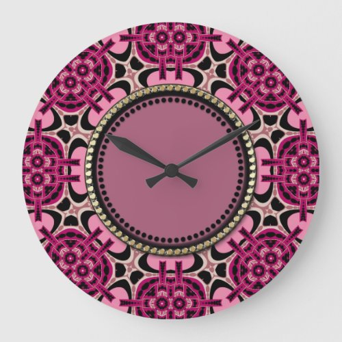 Twin Lights Hot Pink Geometric Art Wall Clock