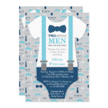 Twin Little Men Baby Shower Invitation, Blue, Gray Invitation Twin Little Men Baby Shower Invitation, Blue, Gray Invitation