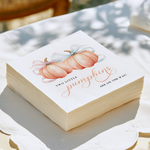 TWIN Little Pumpkins Bow Baby Shower Napkins