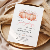 Little Pumpkin on the Way Pink Bow Baby Shower Invitation