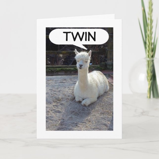 TWIN-LLAMA TELLS NO ONE HAS A BETTER TWIN THAN ME CARD (Front)