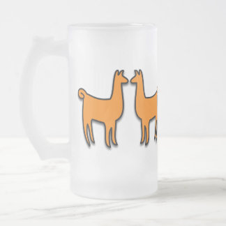 Twin Llamas Frosted Glass Beer Mug