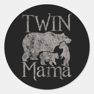 Twin Mama Mom Distressed Mothers Day  Classic Round Sticker