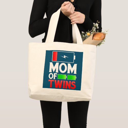 Twin Mama Mothers Day Funny New Mom Of Twins Mom Large Tote Bag