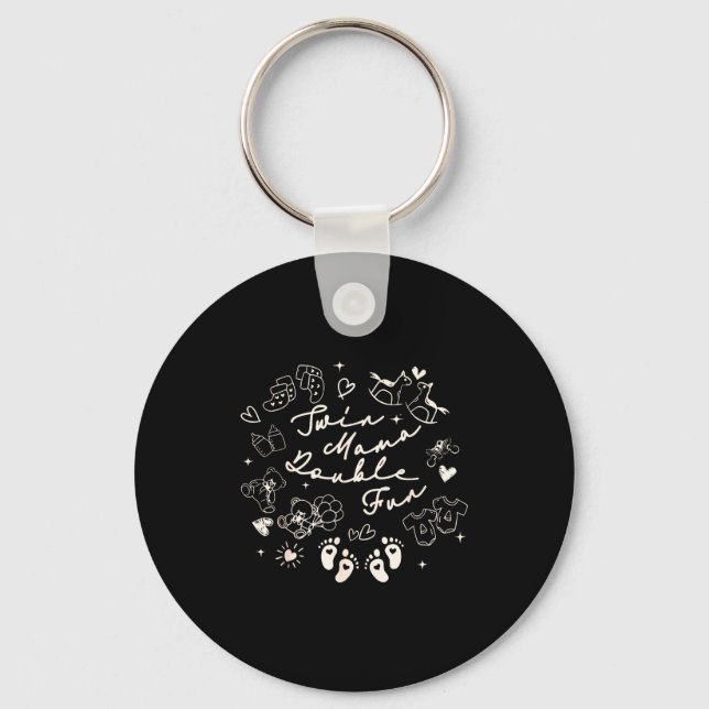 Twin Mama Valentine First Time Twin Mama Twin Mom  Keychain (Front)