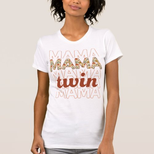 Twin Mama with Retro Groovy  Style Shirt for Mom