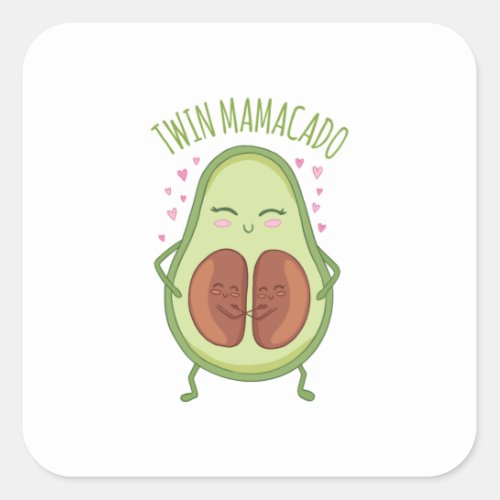 Twin Mamacado Pregnant Avocado Square Sticker