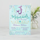 Twin Mermaid Baby Shower Invitation Sprinkle (Standing Front)
