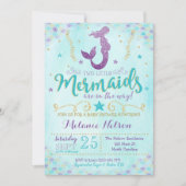Twin Mermaid Baby Shower Invitation Sprinkle (Front)