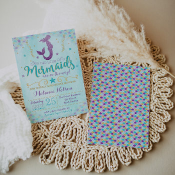 Twin Mermaid Baby Shower Invitation Sprinkle by YourMainEvent at Zazzle
