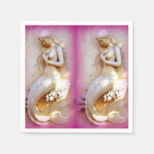 twin mermaids lavender paper napkins