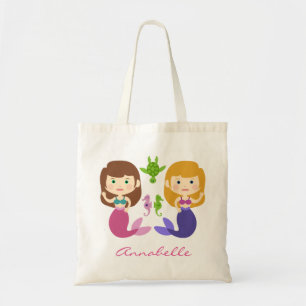 Twin Mermaids Personalize Tote Bag