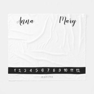 Twin Milestone modern gender neutral growth chart Fleece Blanket
