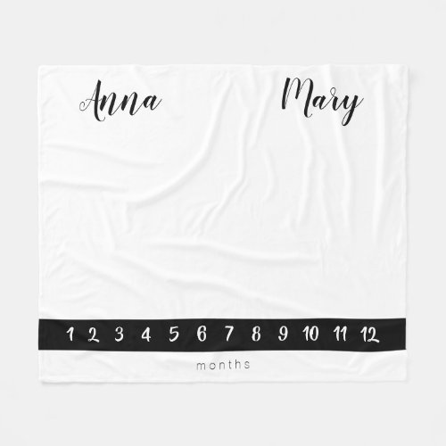 Twin Milestone modern gender neutral growth chart Fleece Blanket