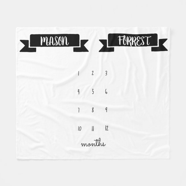 Twin Modern watch me grow milestone photo prop Fleece Blanket (Front (Horizontal))