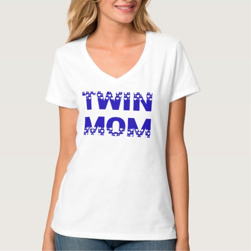 Twin Mom Heart Cut Out Blue T_Shirt