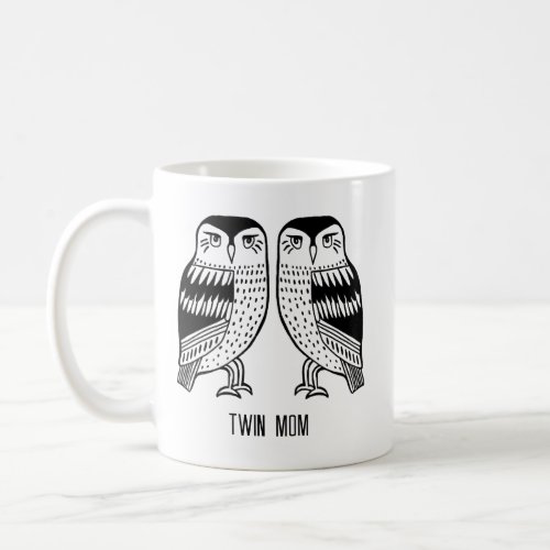 TWIN MOM Owls Cute Simple Modern Minimalist Coffee Mug