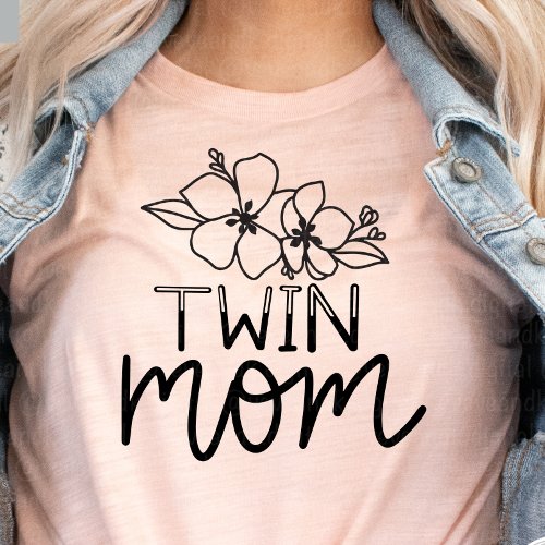 Twin Mom Trendy Wild Flowers Script T_Shirt
