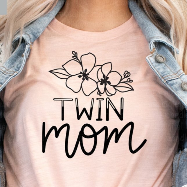 Twin Mom Trendy Wild Flowers Script T-Shirt (Creator Uploaded)