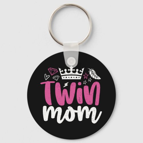 Twin Mom with Crown Cool Mama Mothers Day Keychain
