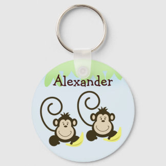 TWIN MONKEYS SILLY MONKEY Favor or Name Tag Keychain