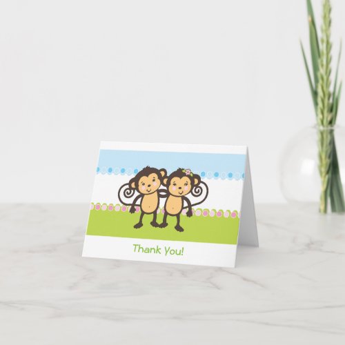 Twin Monkeys Thank You Card