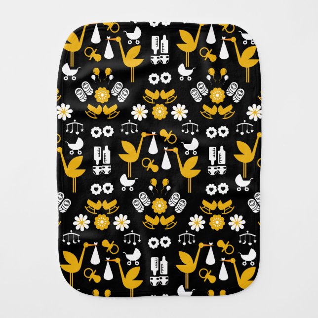Twin Non Gender Stalk Delivery Baby Burp Cloth (Front)