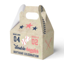 Twin or Sibling Baseball Double Header Birthday  Favor Boxes