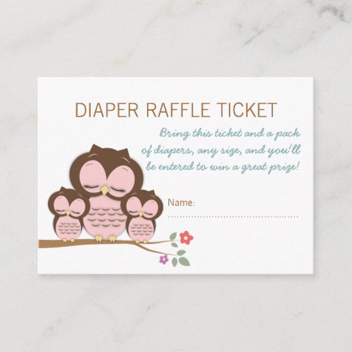 Customizable Twin Owl Baby Shower Diaper Raffle Ticket Insert Business Card Templates