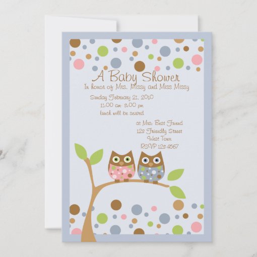 Twin Owl Baby Shower Invitation | Zazzle