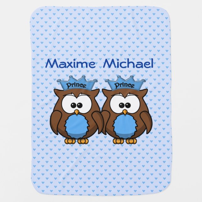 twin owl princes baby blanket (Front)